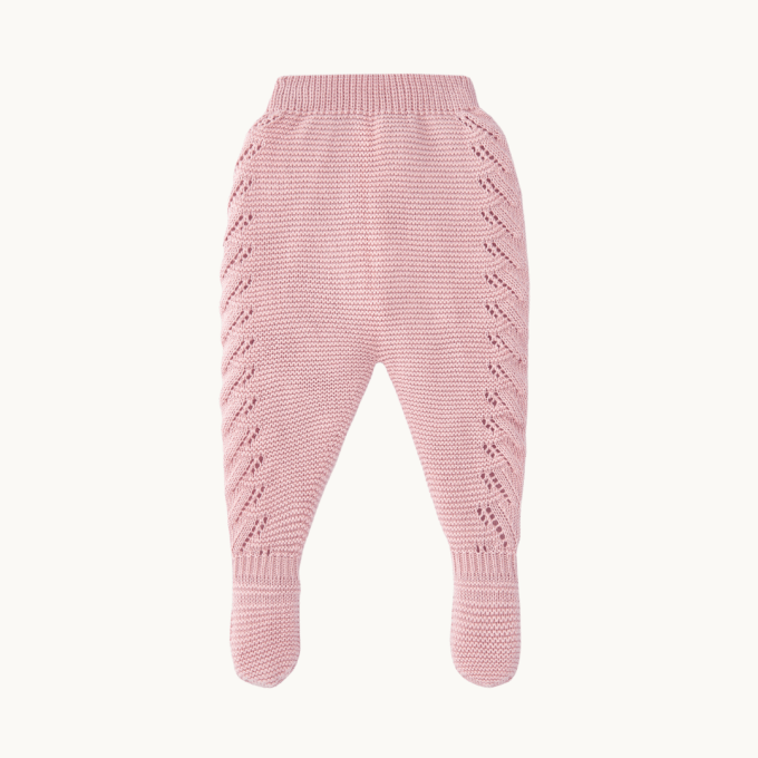 Pink Herringbone Footed Pants