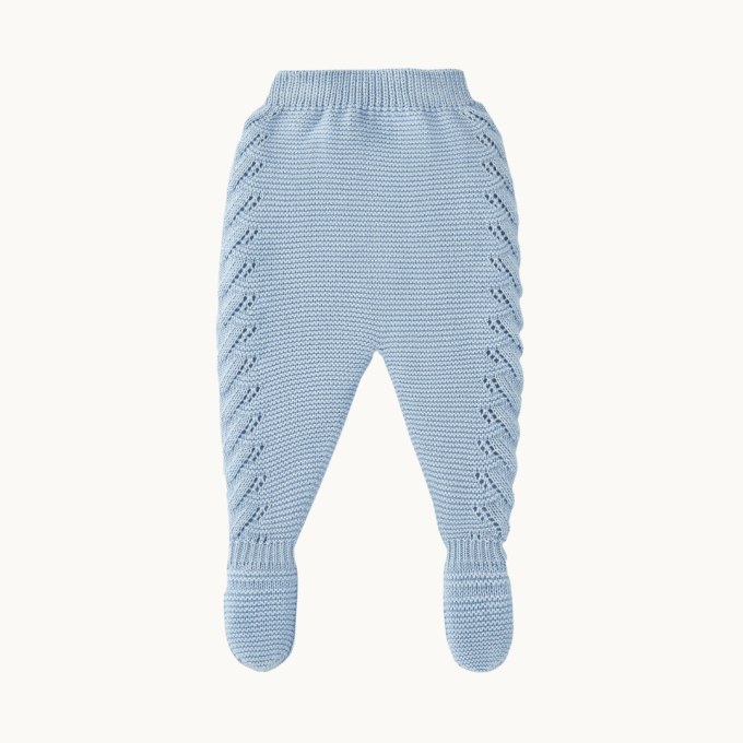 Blue Herringbone Footed Pants